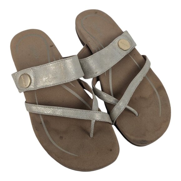 Aetrex Womens Izzy Sparkle Gold Slide Sandals Shoes 9 Medium (B,M) BHFO 4727 - Picture 1 of 6